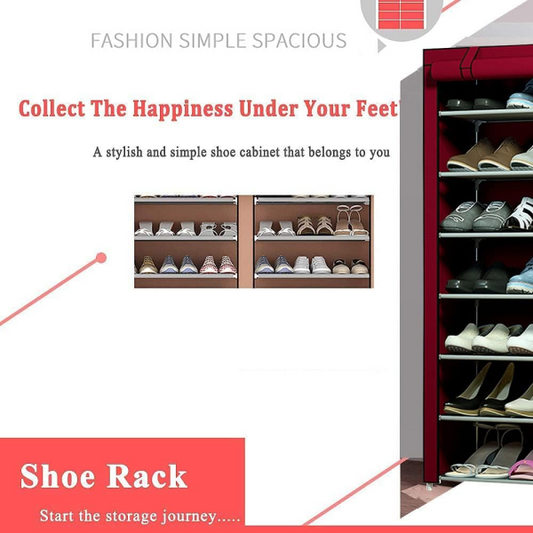 9 Layer Portable Dustproof Shoe Rack (Random color)