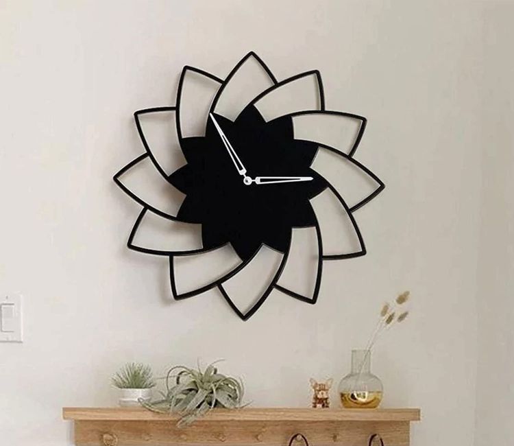 3D Wooden Floral Wall Clock Modern Home Decorations For Living Room or Bedroom