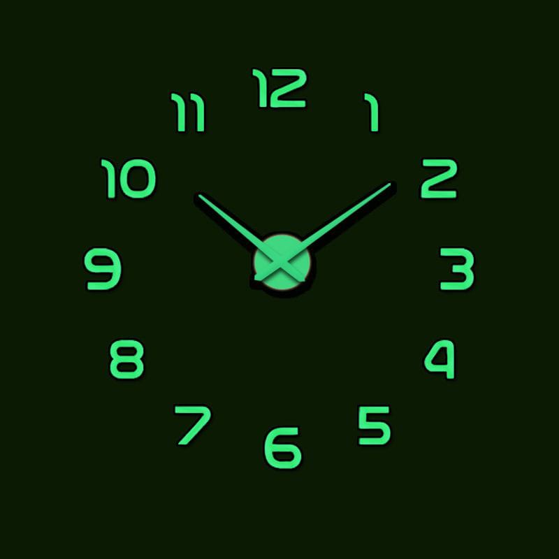 Wooden Numbers Wall Clocks Round Dial Only Glow In The Dark